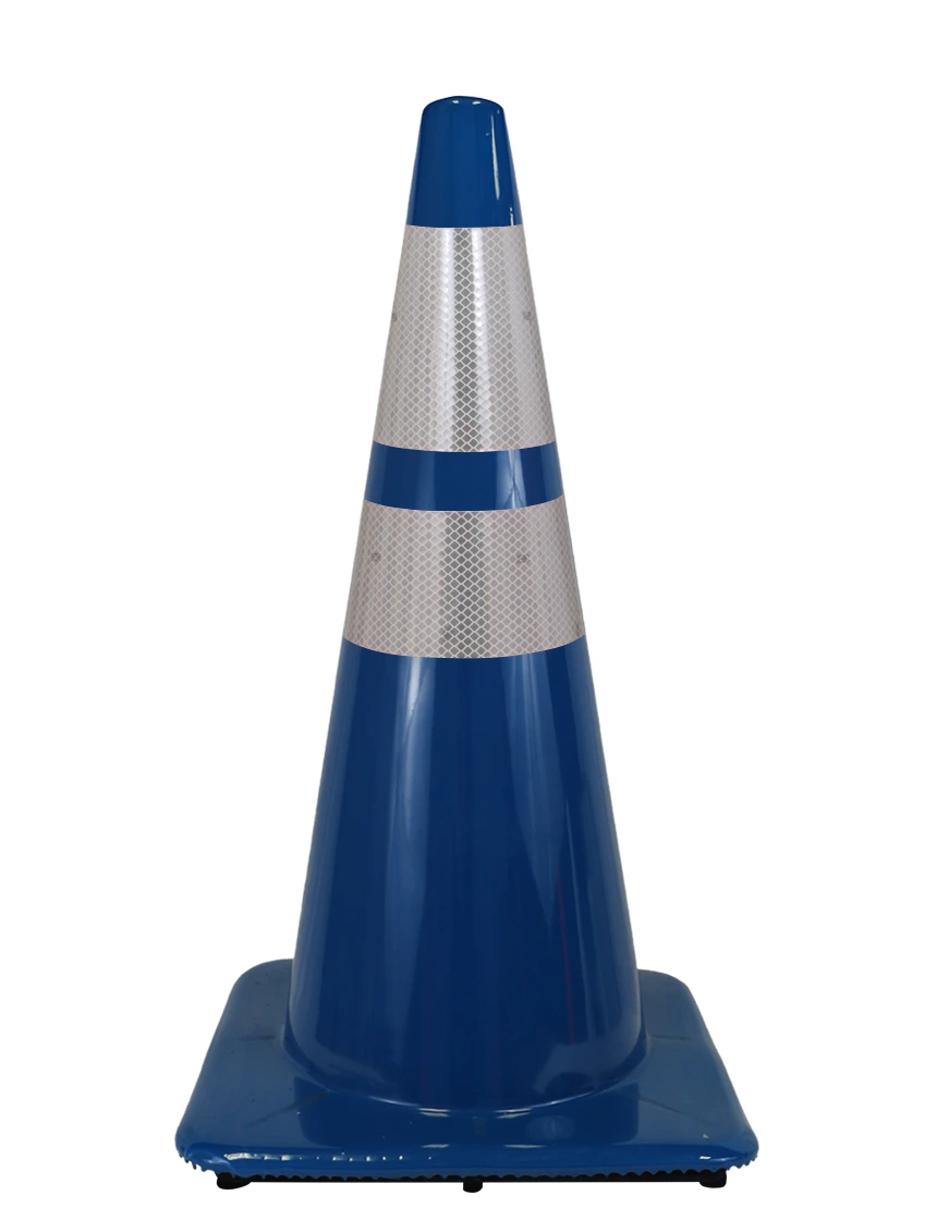 Blue 28\" Cone w/ 6\" \u0026 4\" Reflective Collars w/ Single Color Graphic