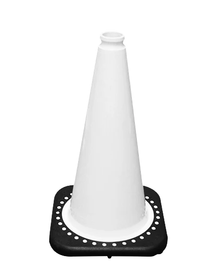 White 18\" JBC Black Base Traffic Cone