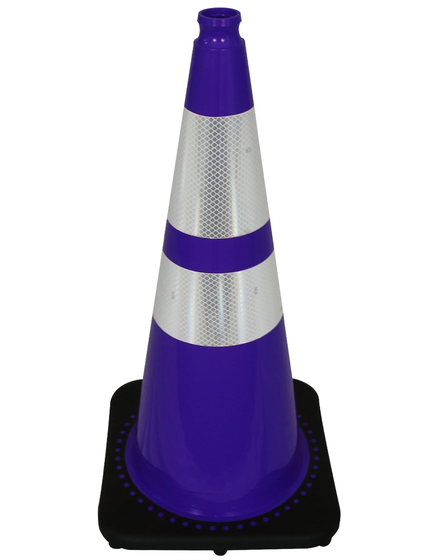 Purple 28\" Traffic Cone w/ 6\" \u0026 4\" Reflective Collars