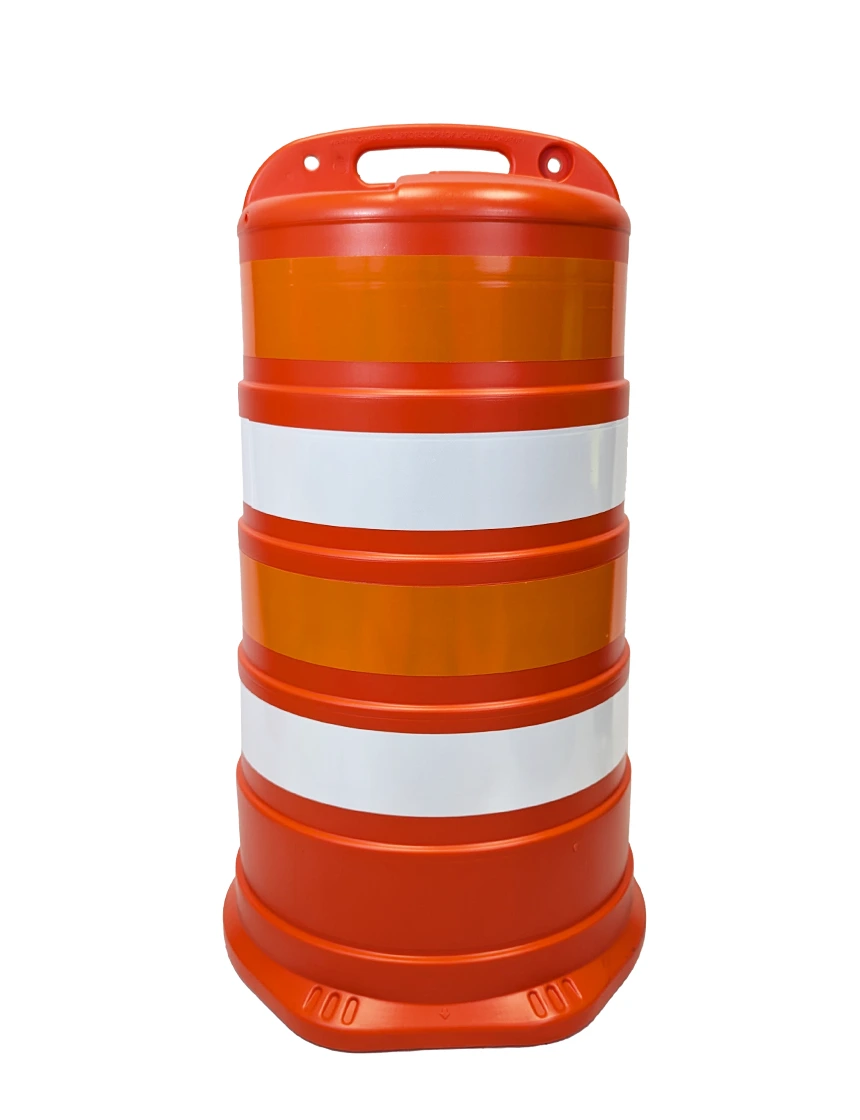 37\" Traffic Drum w/ Four 4\" Engineer Grade Reflective Stripes w/ Single Color Graphic