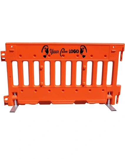 Orange, Pedestrian Wall Barricade w/ T-Legs (72\" L x 3\" W x 38\" H) with Full Color Graphic