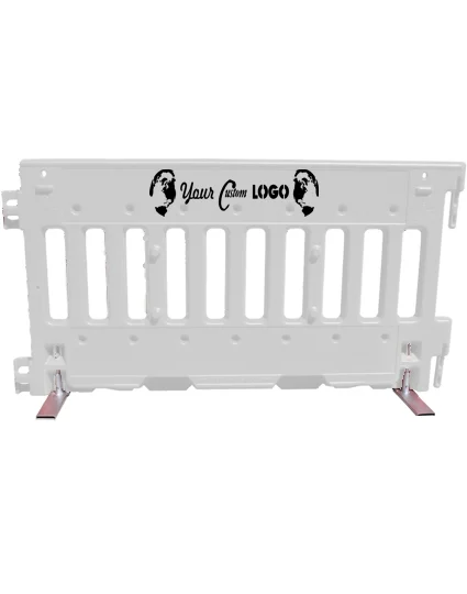 White, Pedestrian Wall Barricade w/ T-Legs (72\" L x 3\" W x 38\" H) with Single Color Graphic