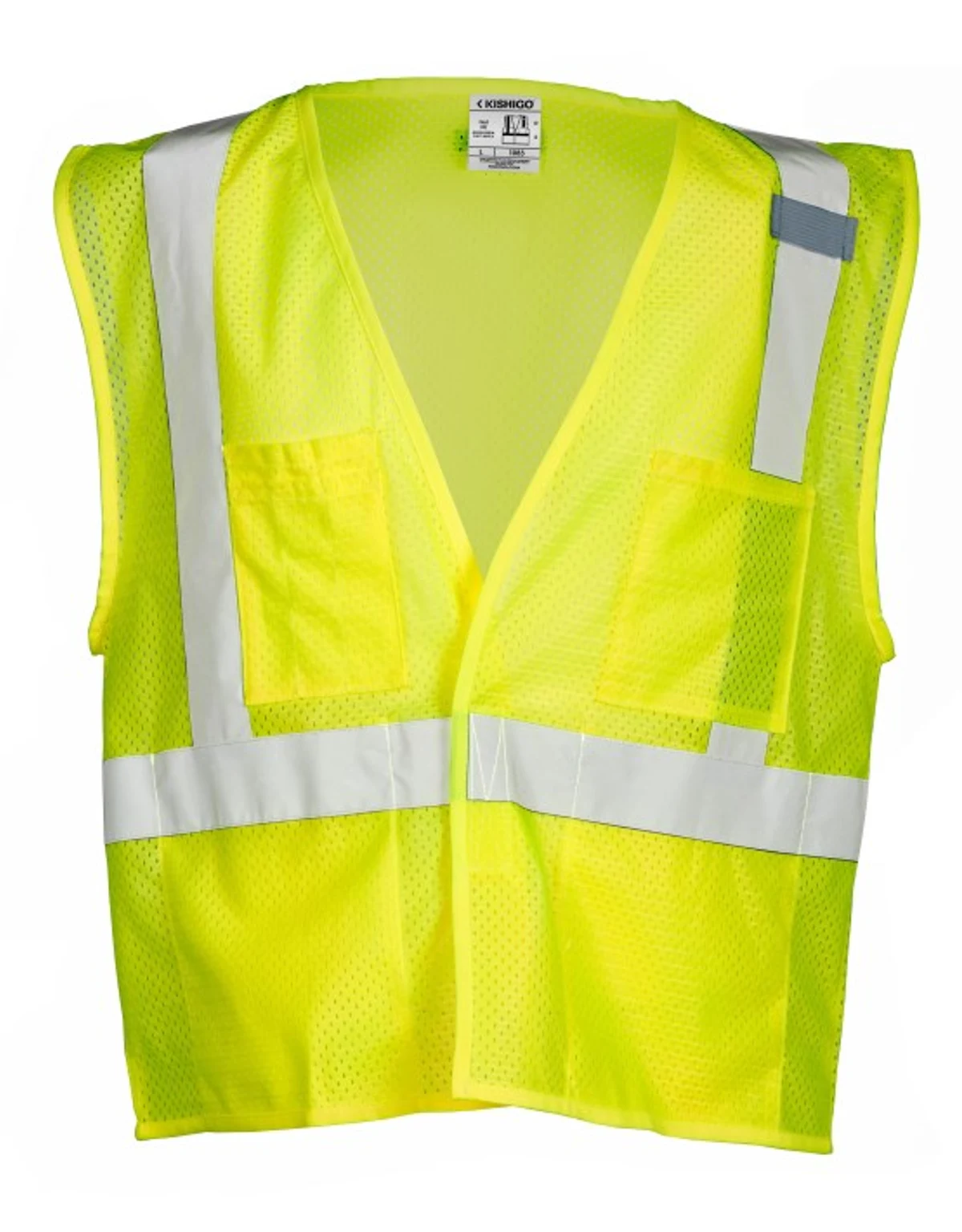 Super Saver, Lime Mesh Class 2 Vest w/4 Pockets \u0026 Velcro Closure, Small