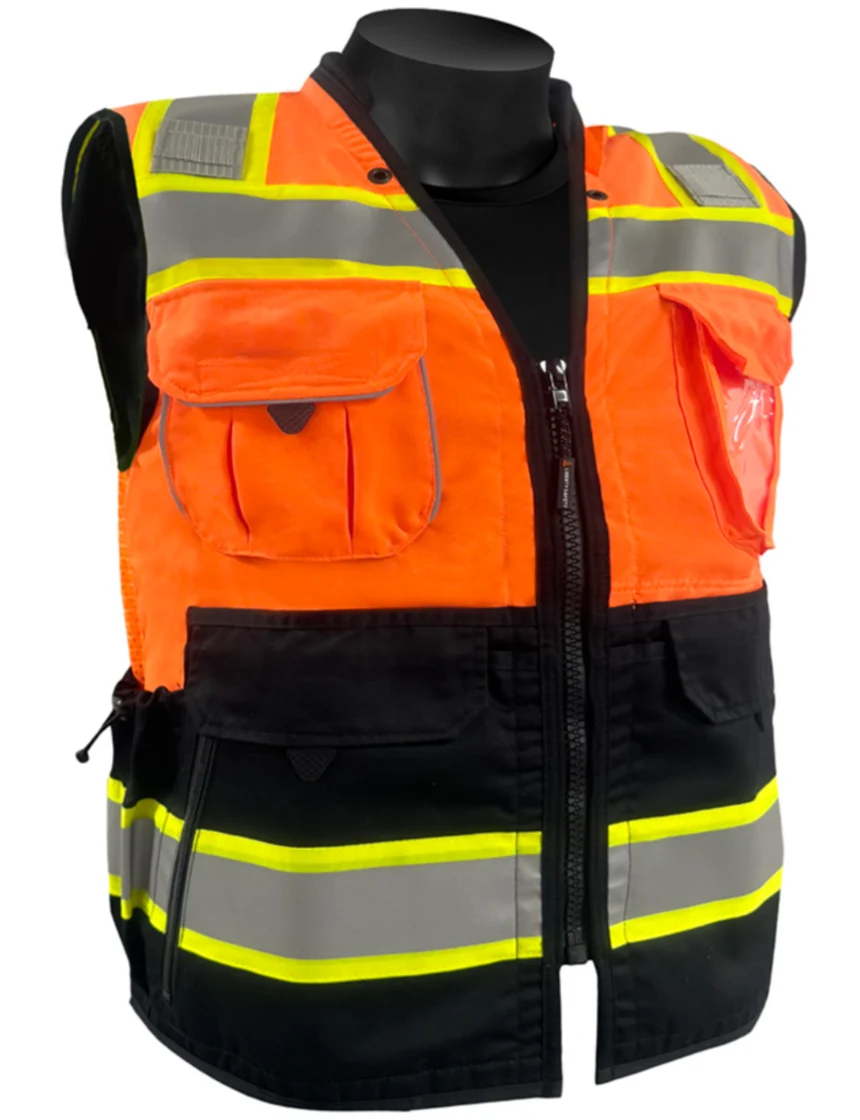 Liberty HiVizGard™ Tech Series Two Tone, Black Bottom Class 2 Surveyor Vest, Orange, Medium