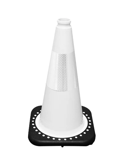White 18 inch JBC Black Base Traffic Cone with 6\" Reflective Collar