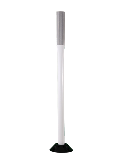 48\" White Flat Faced Delineator w/ One (1) 2\"X 12\" White Reflective Strip \u0026 Asphalt Hardware