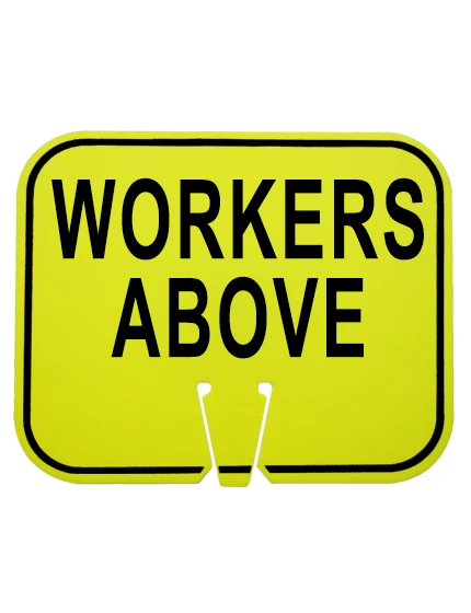workers above clip on sign lime non reflective
