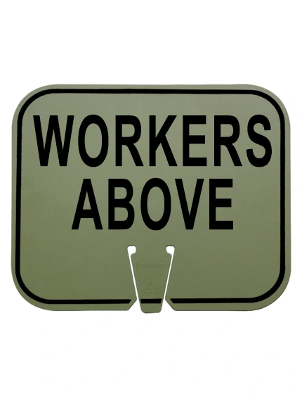 workers above clip on sign non reflective olive drab