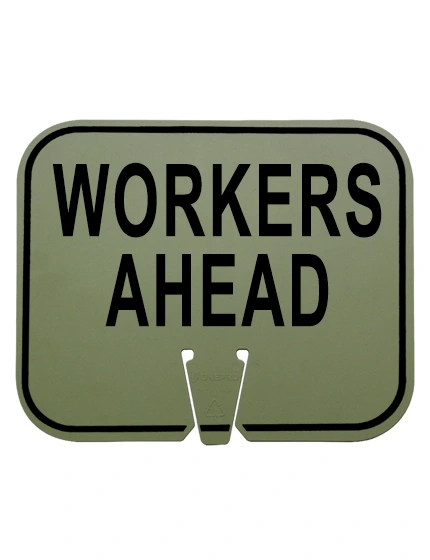 Workers Ahead Clip On Sign Non Reflective Horizontal Olive Drab