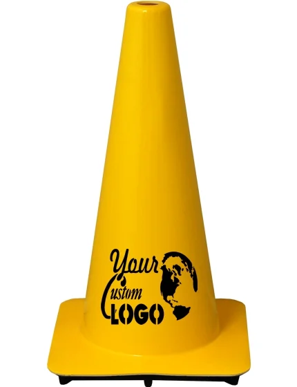 Yellow 18\" Traffic Cone w/ Single Color Graphic