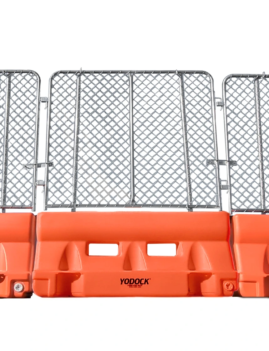 Orange Yodock 2001MB Barricade w/ Fence Panel