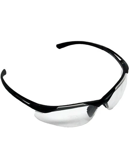 Z87+ Safety Sunglasses (light, wrap around lens, matte-black frame, clear anti-fog lens)