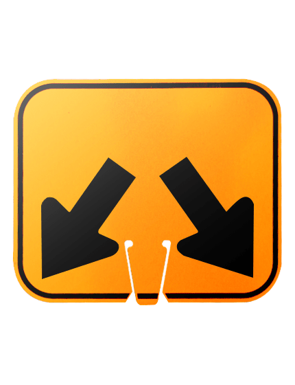 12 3/4\" X 10 1/2\", Reflective Clip On Sign, Two Headed Directional Arrow Angled Down To Left \u0026 Right