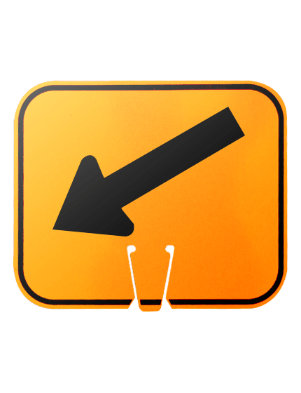 12 3/4\" x 10 1/2\", Reflective Clip On Sign, Directional Arrow Angled Down to Left
