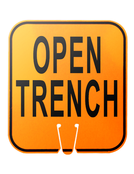 12\" x 13 1/4\", Reflective Clip On Sign, OPEN TRENCH