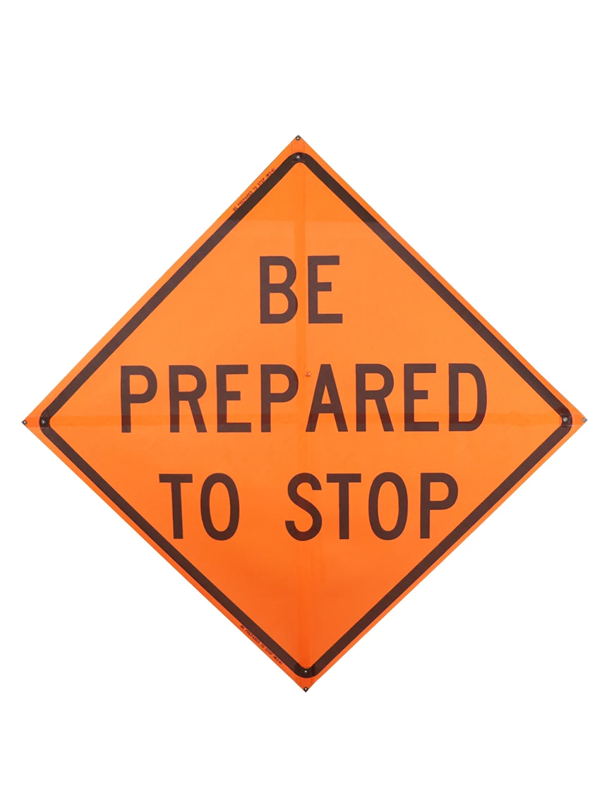 36\", Non-Reflective Mesh Roll Up Sign, BE PREPARED TO STOP