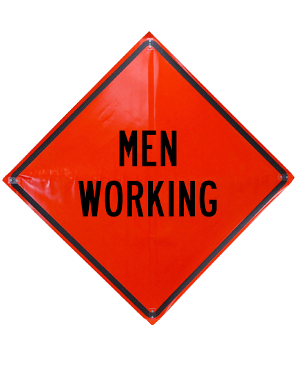 36\", Heavy Duty, Non-Reflective Roll Up Sign, MEN WORKING (text)