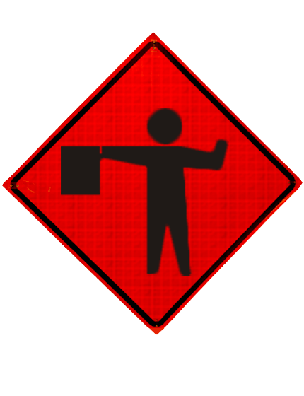36\", Heavy Duty, Reflective Roll Up Sign, Flagger with Flag Symbol