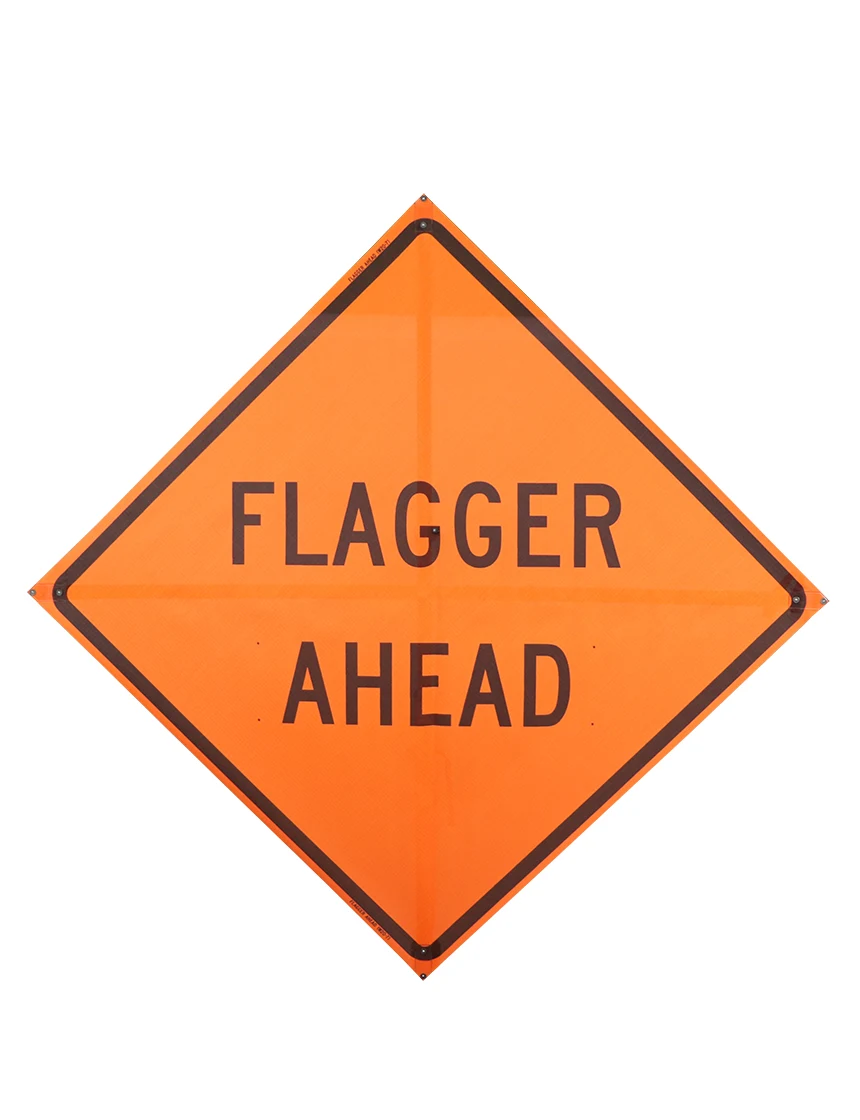 36\", Non-Reflective Mesh Roll Up Sign, FLAGGER AHEAD