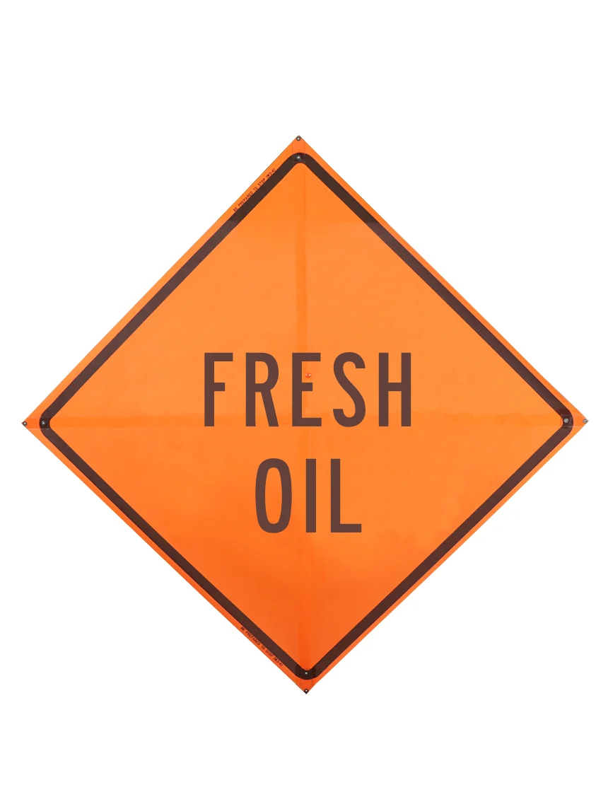 36\", Non-Reflective Mesh Roll Up Sign, FRESH OIL