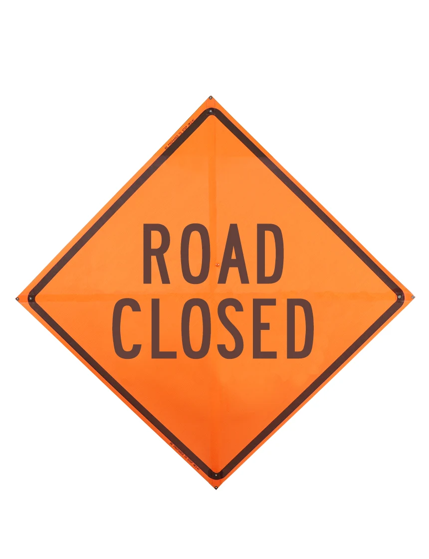 36\", Non-Reflective Mesh Roll Up Sign, ROAD CLOSED