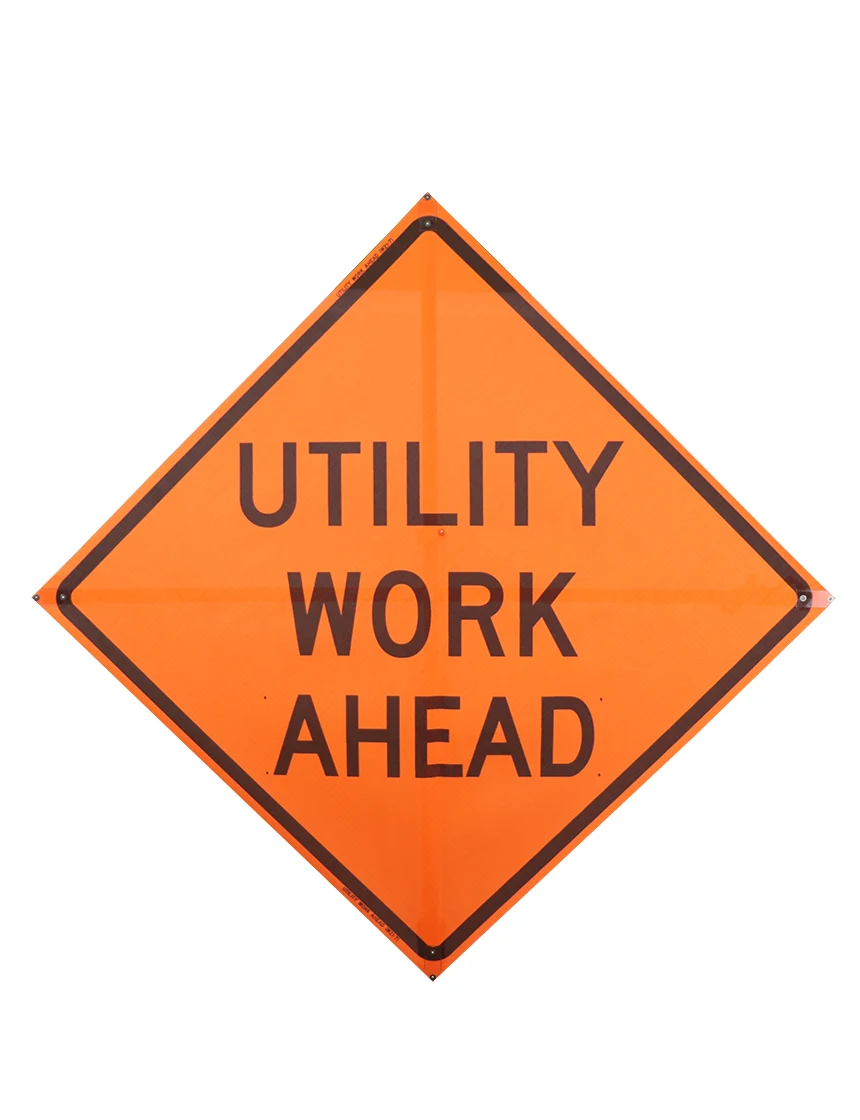 36\", Non-Reflective Mesh Roll Up Sign, UTILITY WORK AHEAD