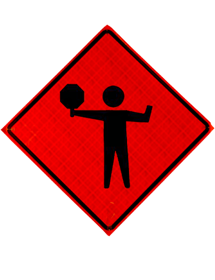 48\", Heavy Duty, Reflective Roll Up Sign, Flagger with Paddle Symbol