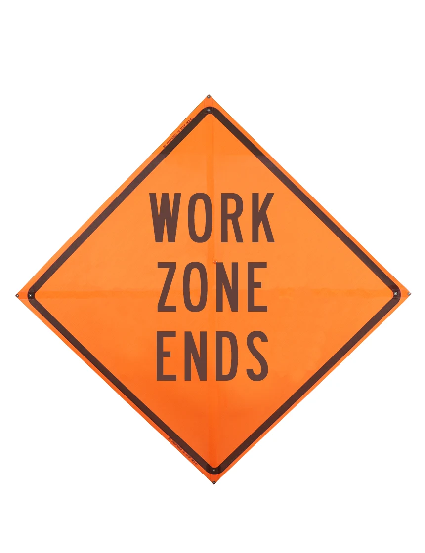 48\", Non-Reflective Mesh Roll Up Sign,WORK ZONE ENDS