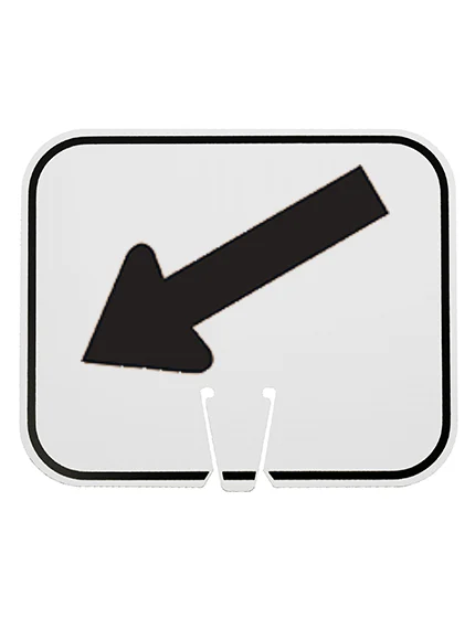 Down Left Arrow Clip On Sign, White, Non Reflective Horizontal