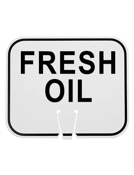 fresh oil clip on sign white non reflective