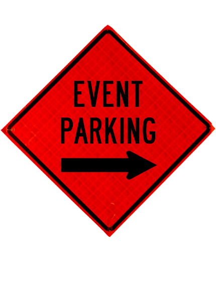 48\", Heavy Duty, Reflective Roll Up Sign, Event Parking Right Arrow
