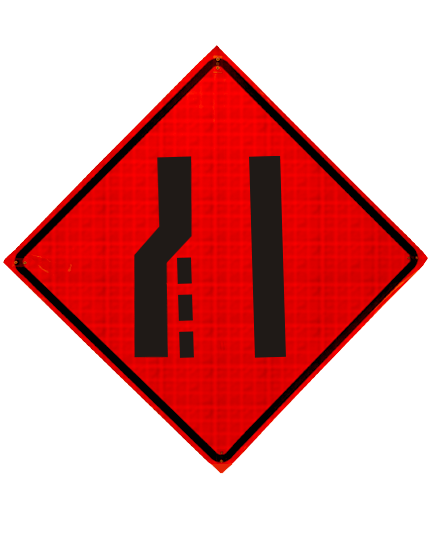 Left Lane Ending Symbol Sewn Pockets Reflective 36\" By 36\"