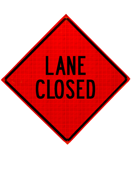 48\", Heavy Duty, Reflective Roll Up Sign, LANE CLOSED
