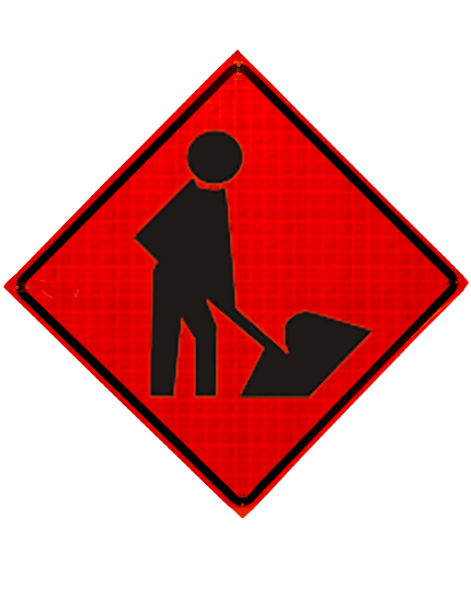 men working symbol roll up sign sewn pockets reflective 48 inch by 48 inch