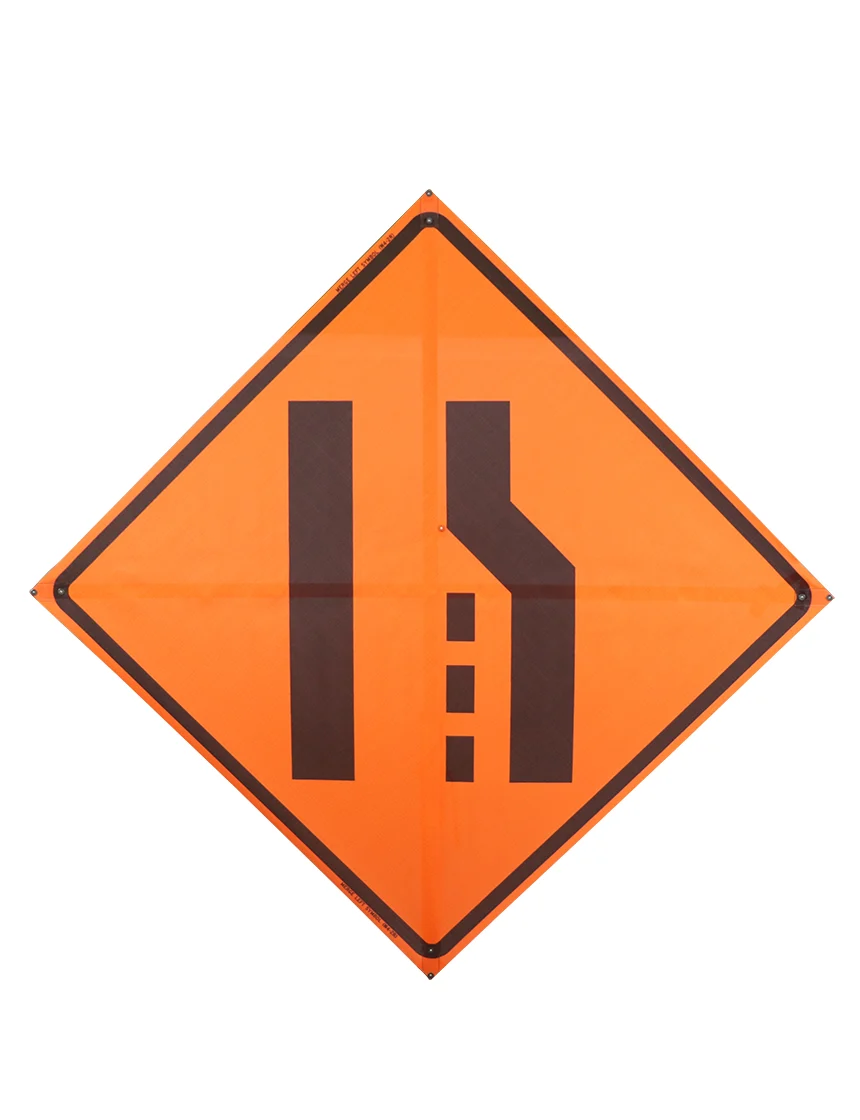 36\", Non-Reflective Mesh Roll Up Sign, Right Lane Ending Symbol