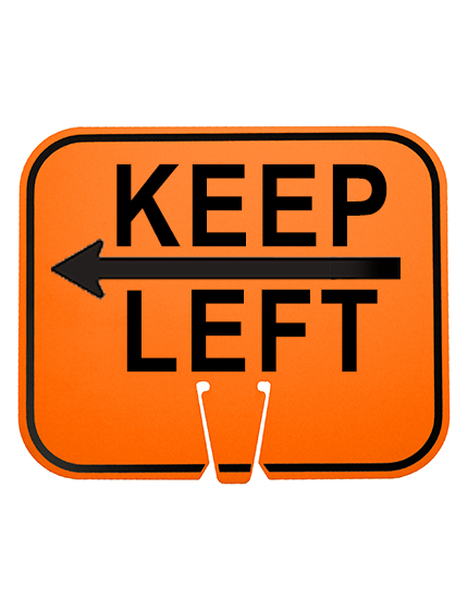 ORANGE, 12 3/4\" x 10 1/2\", Non-Reflective Clip On Sign, KEEP LEFT with Left Arrow