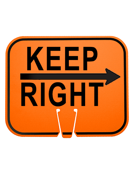 ORANGE, 12 3/4\" x 10 1/2\", Non-Reflective Clip On Sign, KEEP RIGHT w/Right Arrow