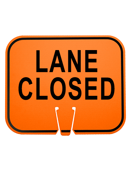 ORANGE, 12 3/4\" x 10 1/2\", Non-Reflective Clip On Sign, LANE CLOSED
