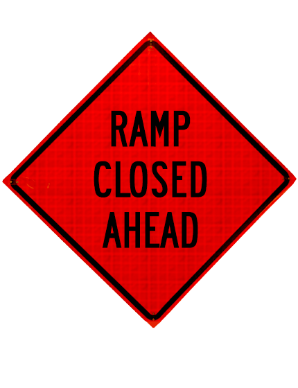 48\", Heavy Duty, Reflective Roll Up Sign, RAMP CLOSED AHEAD