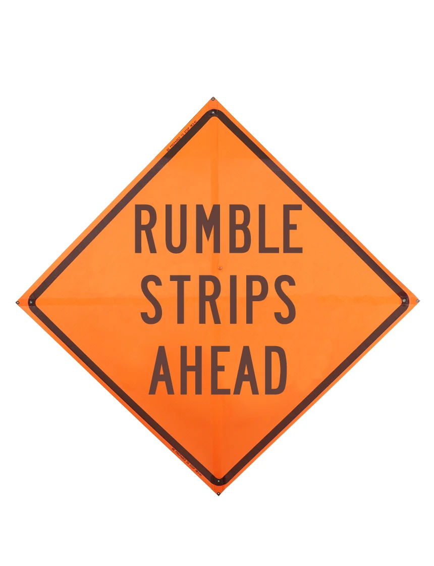 48\", Non-Reflective Mesh Roll Up Sign, RUMBLE STRIPS AHEAD