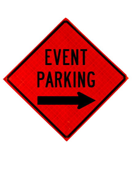 event parking right arrow roll up sign sewn pockets reflective 36 inch by 36 inch