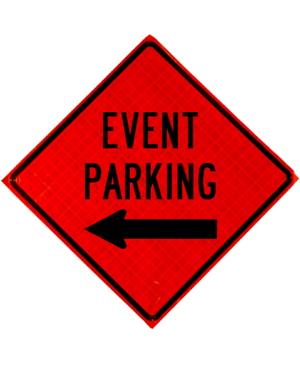 event parking left arrow roll up sign sewn pockets reflective 48 inch by 48 inch