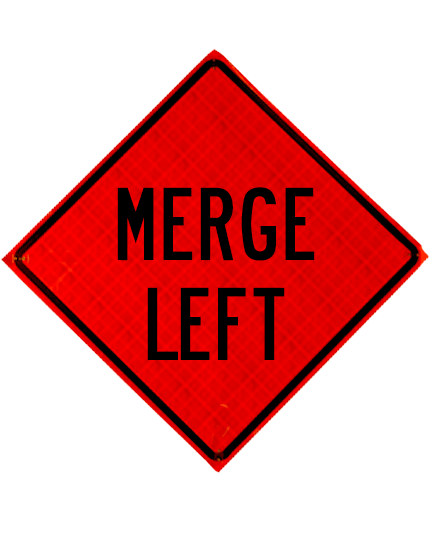 merge left roll up sign sewn pockets reflective 48 inch by 48 inch