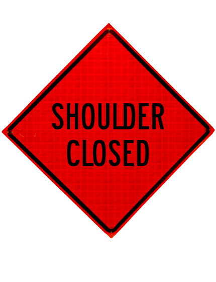 shoulder closed roll up sign sewn pockets reflective 48 inch by 48 inch