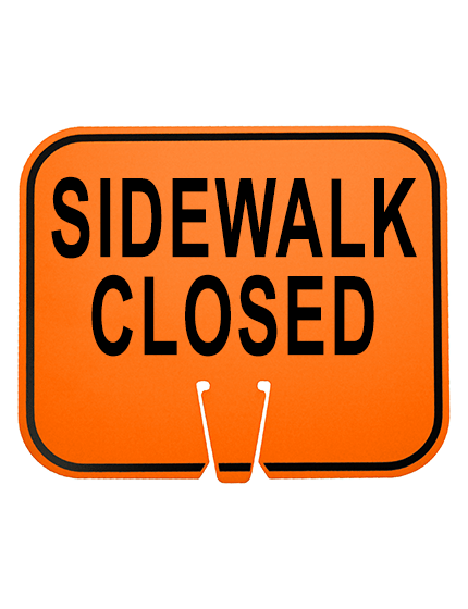 Orange, 12 3/4\" X 10 1/2\", Non-Reflective Clip On Sign, Sidewalk Closed