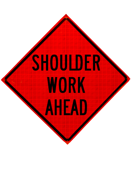 48\", Heavy Duty, Reflective Roll Up Sign, SHOULDER WORK AHEAD