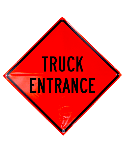 truck entrance roll up sign sewn pockets non reflective 36 inch by 36 inch