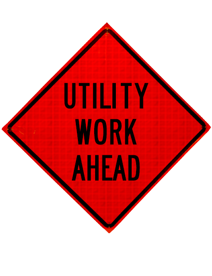 Sewn Pocket Utility Work Ahead Sign