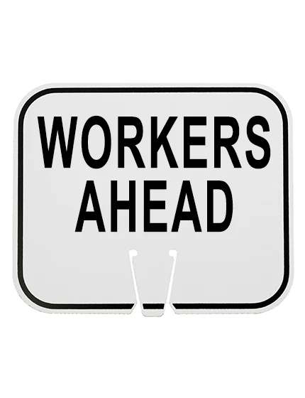 White, 12 3/4\" X 10 1/2\", Non-Reflective Clip On Sign, Workers Ahead