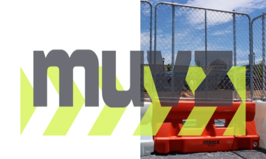 Orange Yodock 2001MB Barricade with Fence Panel